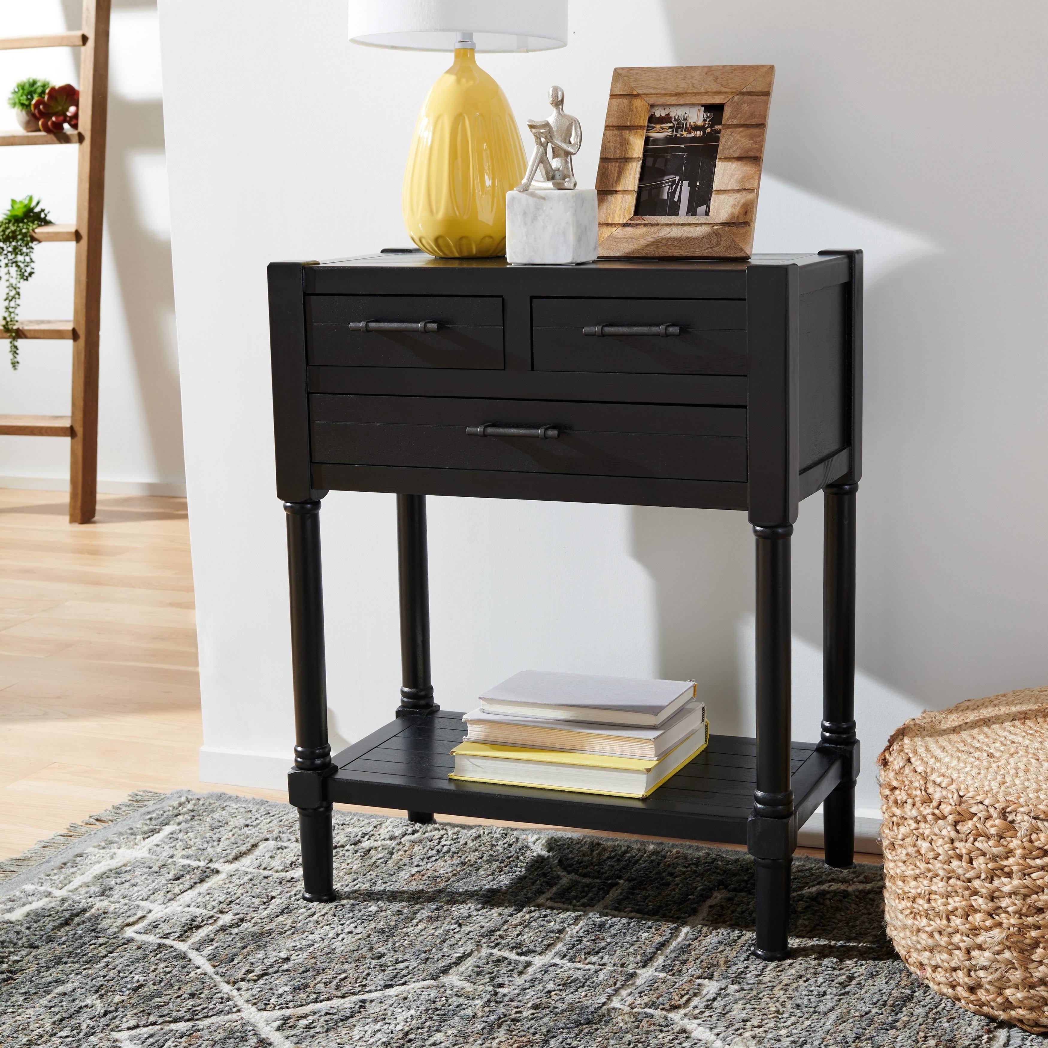Black 3 Drawer Console Table X29384
