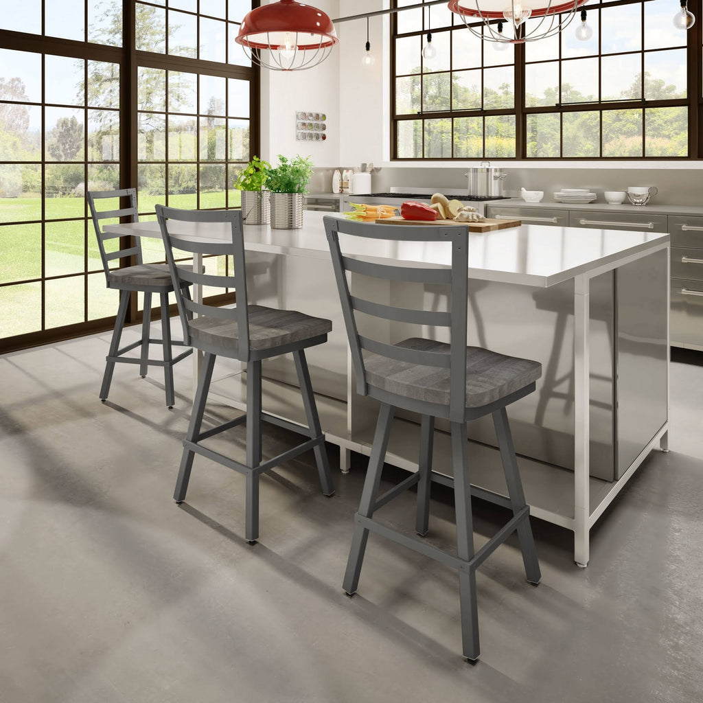 Gray Swivel Metal Counter Stool Q15423