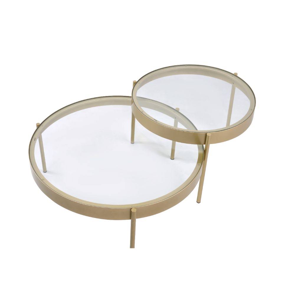 Clear Glass Gold 2pc Nesting Tables U1353
