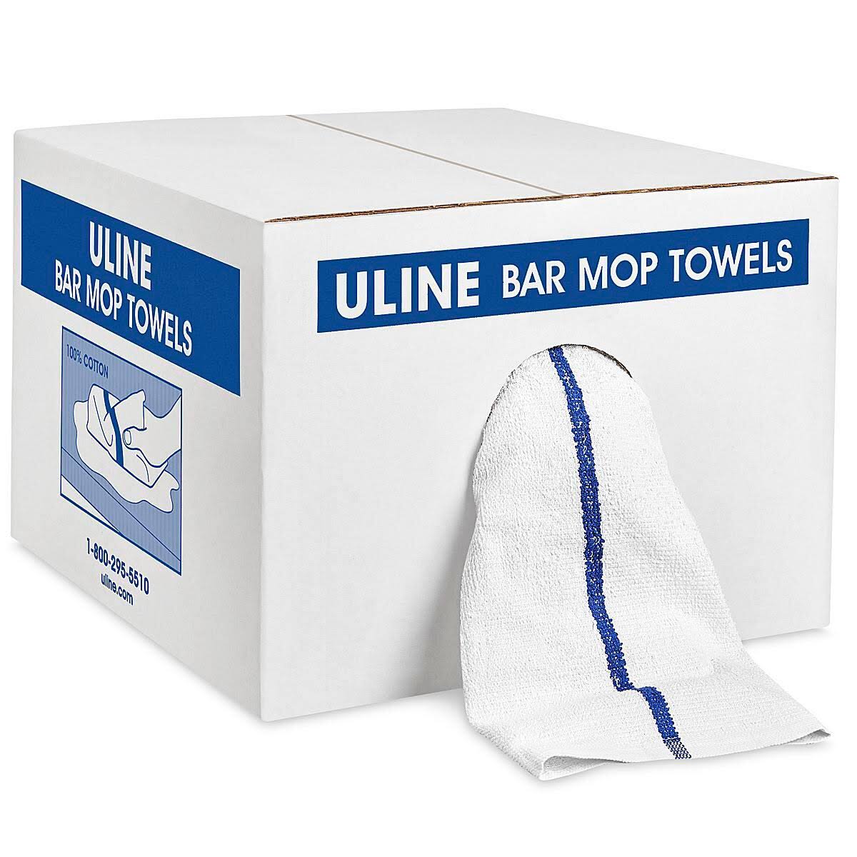 Blue Stripe Bar Mop Towels, 25 lb Box, Box of 130 A495169