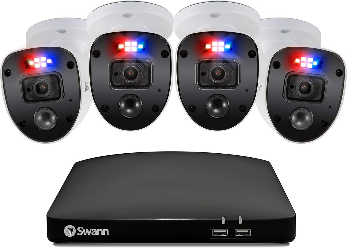 Black 4 Channel 4 Cameras DVR CCTV Security Camera System N5052