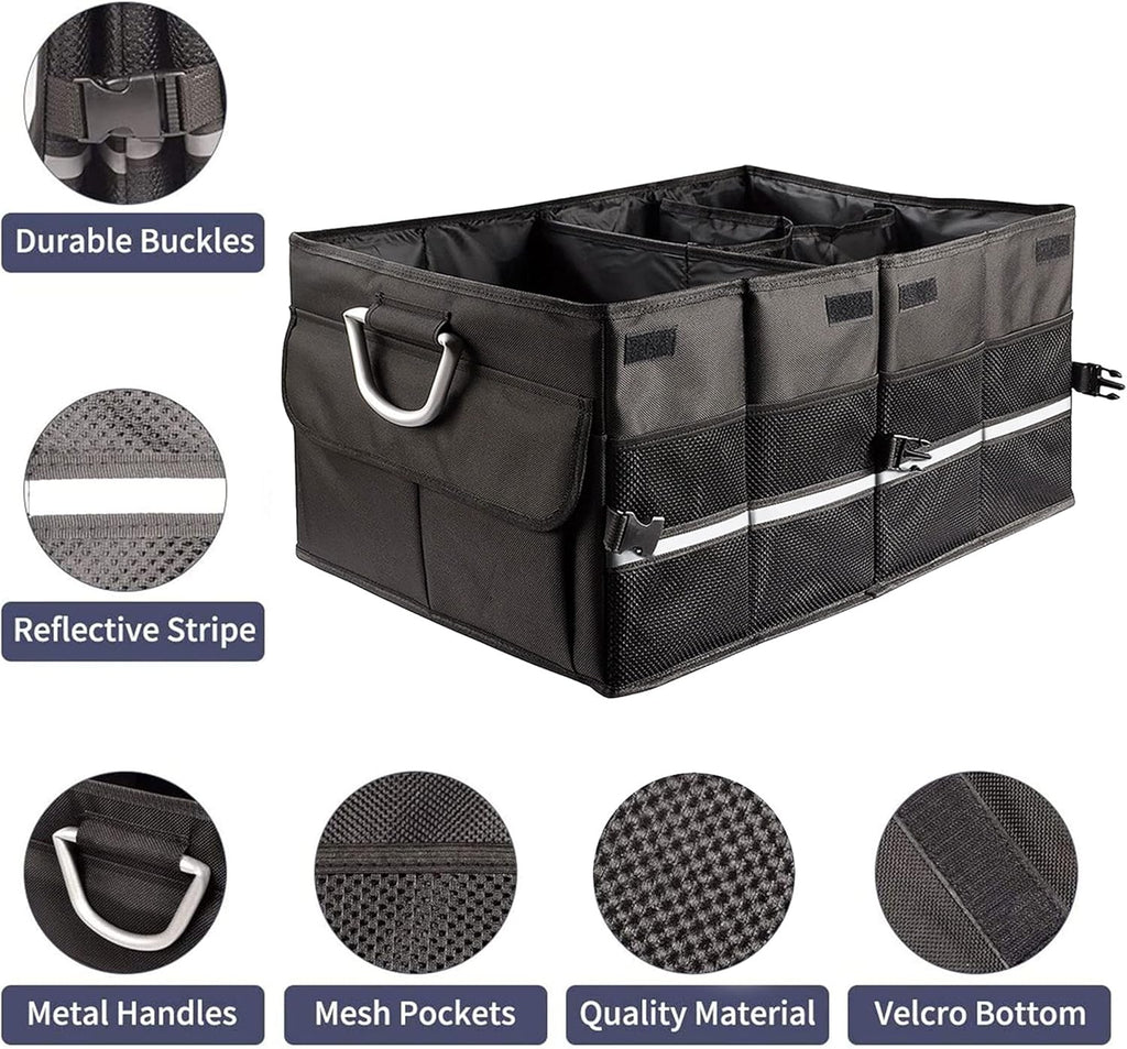 Car Trunk Organizer With Two Lids, Expandable Large Capacity, Non-Slip Bottom, Oxford Fabric O691