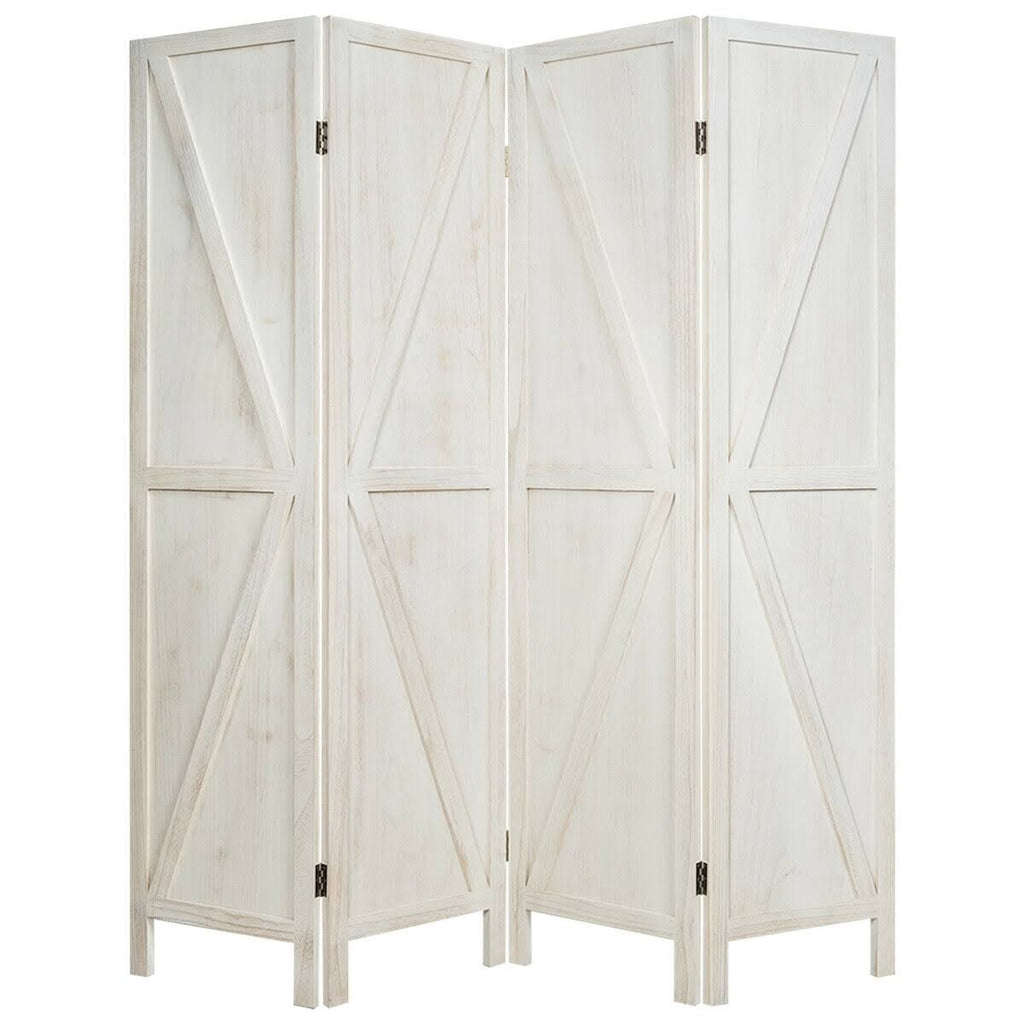 4 Panels Folding Wooden Room Divider White R926834