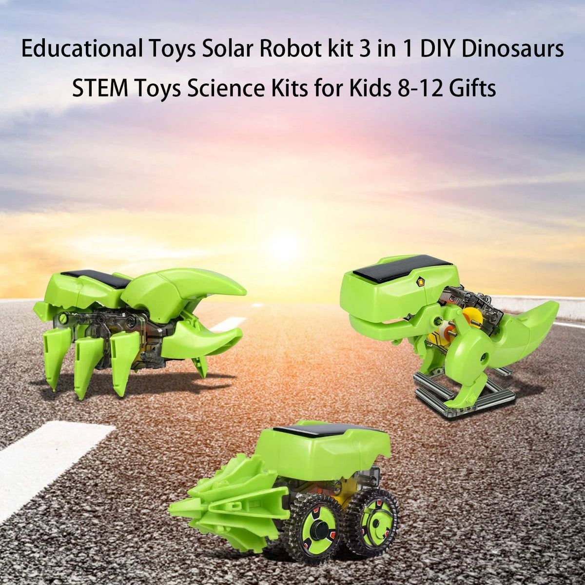 STEM Robot Building Educational Toy Science Kit 3 in 1 Solar Dinosaur Desk Robot H11393