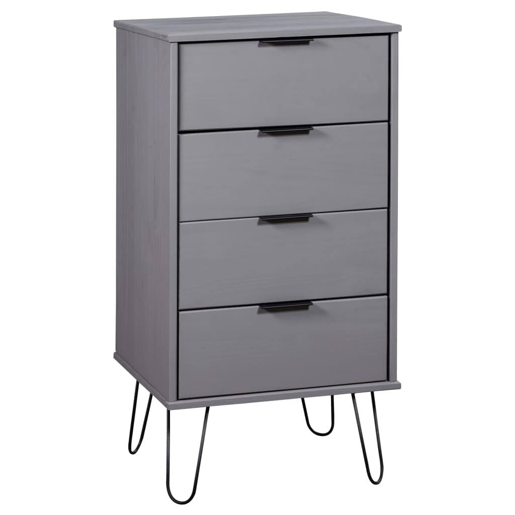 Drawer Cabinet Gray Solid Pine Wood H3030
