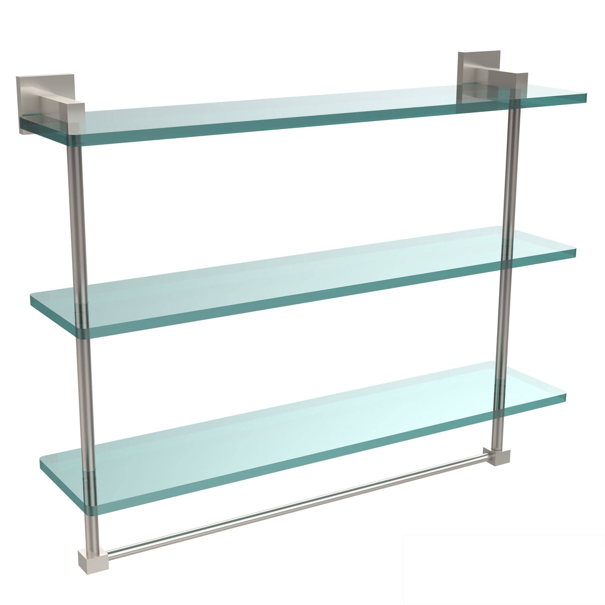 22 inch Triple Tiered Glass Shelf with Towel Bar Antique Copper R681