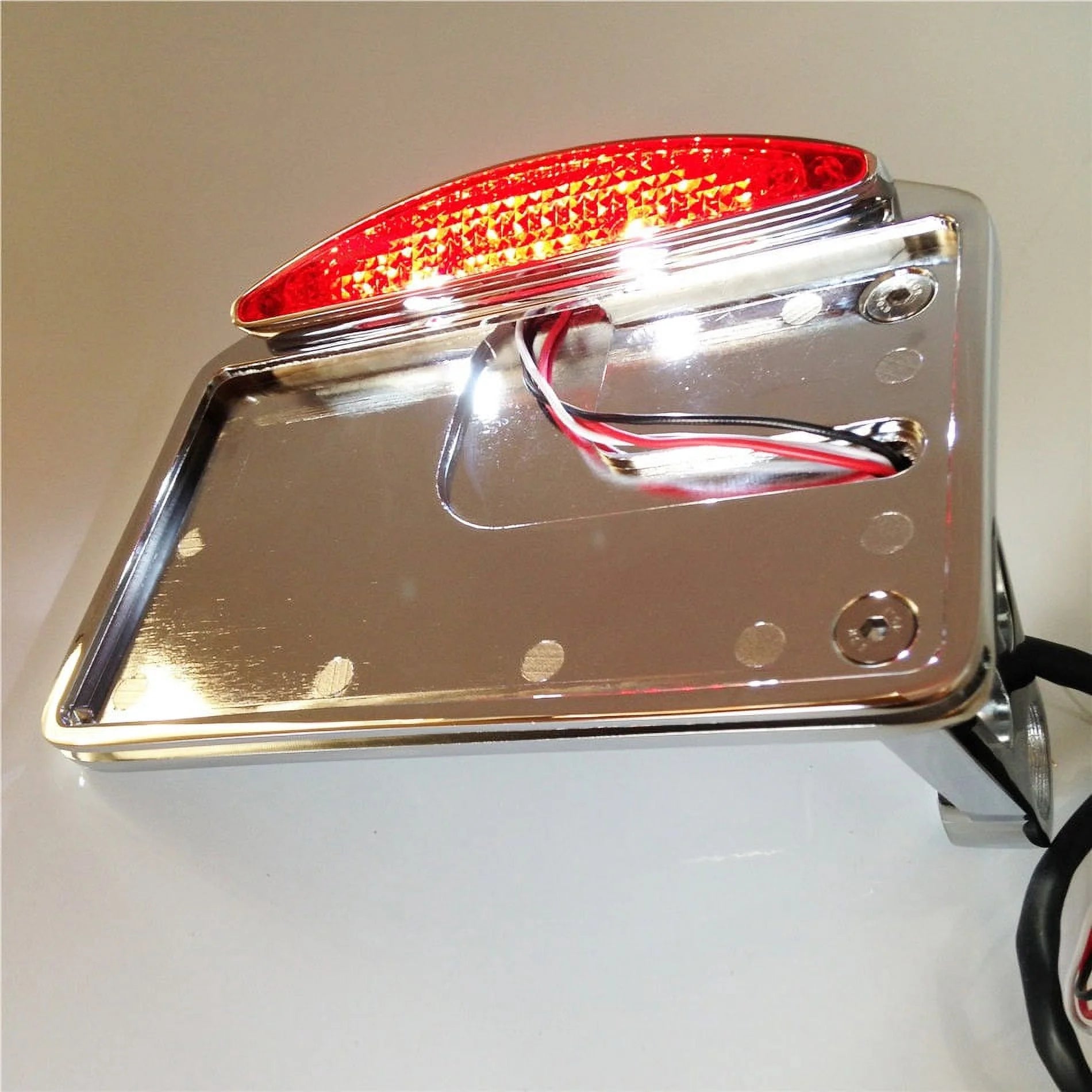 Chrome Side Mounted License Plate Bracket with Led Tail Light Brake Light V966