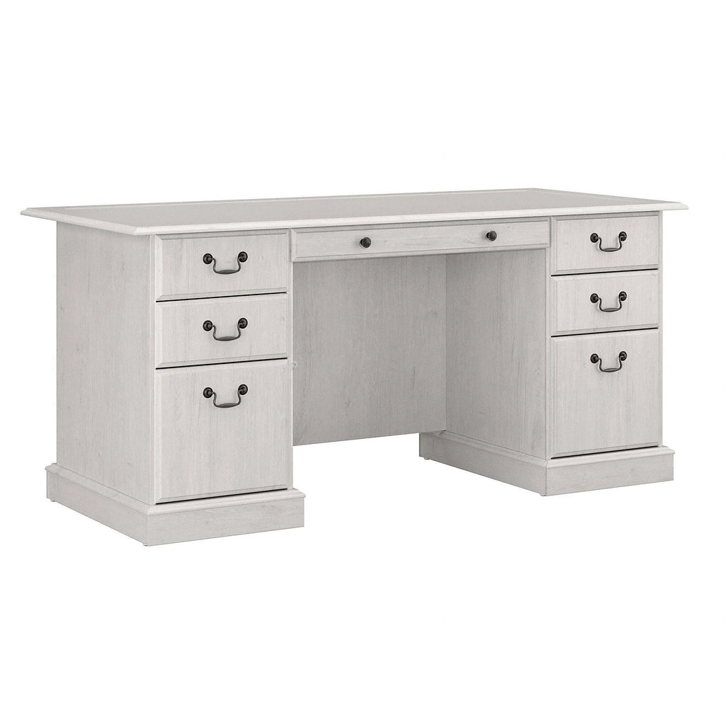 Linen White Oak Executive Desk with Drawers L990