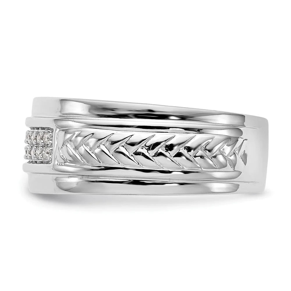 14K White Gold Diamond Trio Wedding Band Size 10 A965