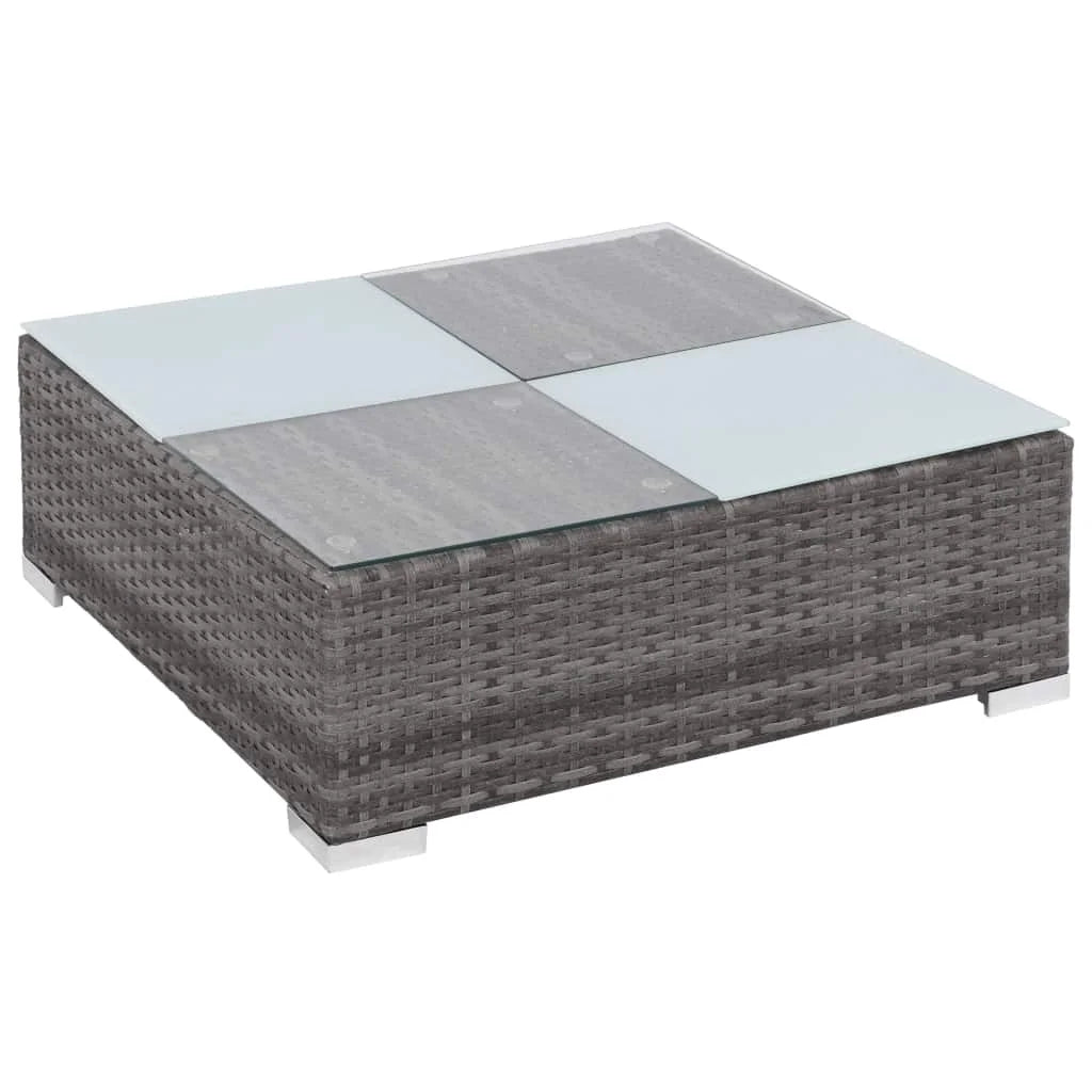 12 Piece Gray Poly Rattan Patio Sofa Conversation Set with Coffee Table and Ottoman D8042