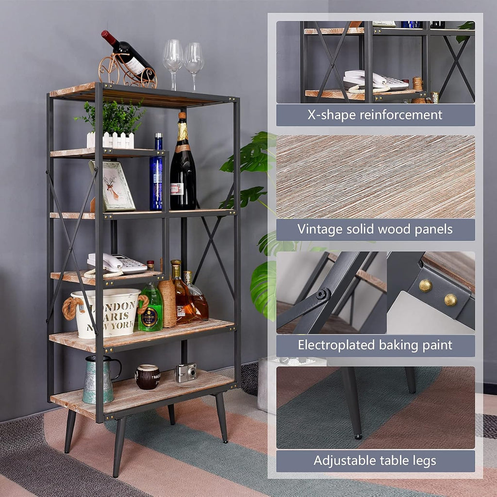 6 Tier Solid Wood Bookcase M3641