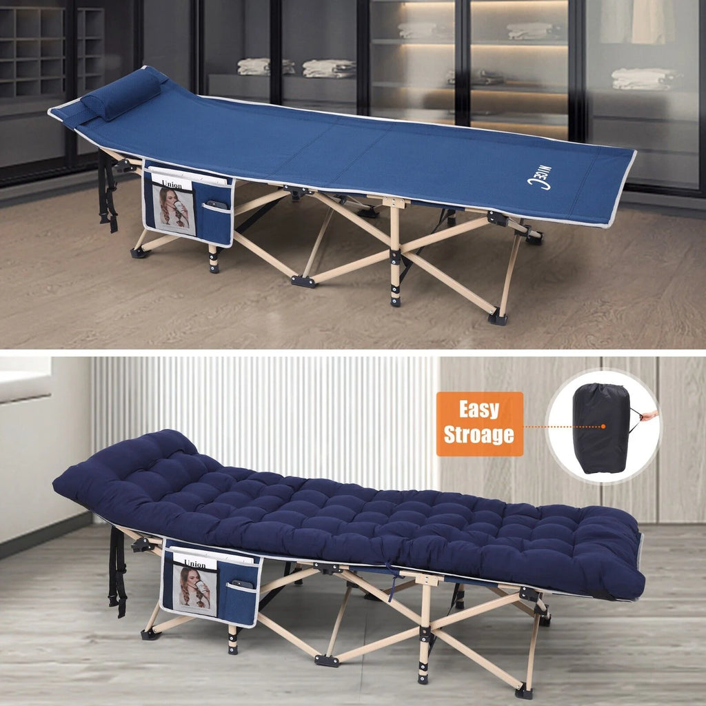 Navyblue Folding Cot with Mattress and Carry Bag G3121