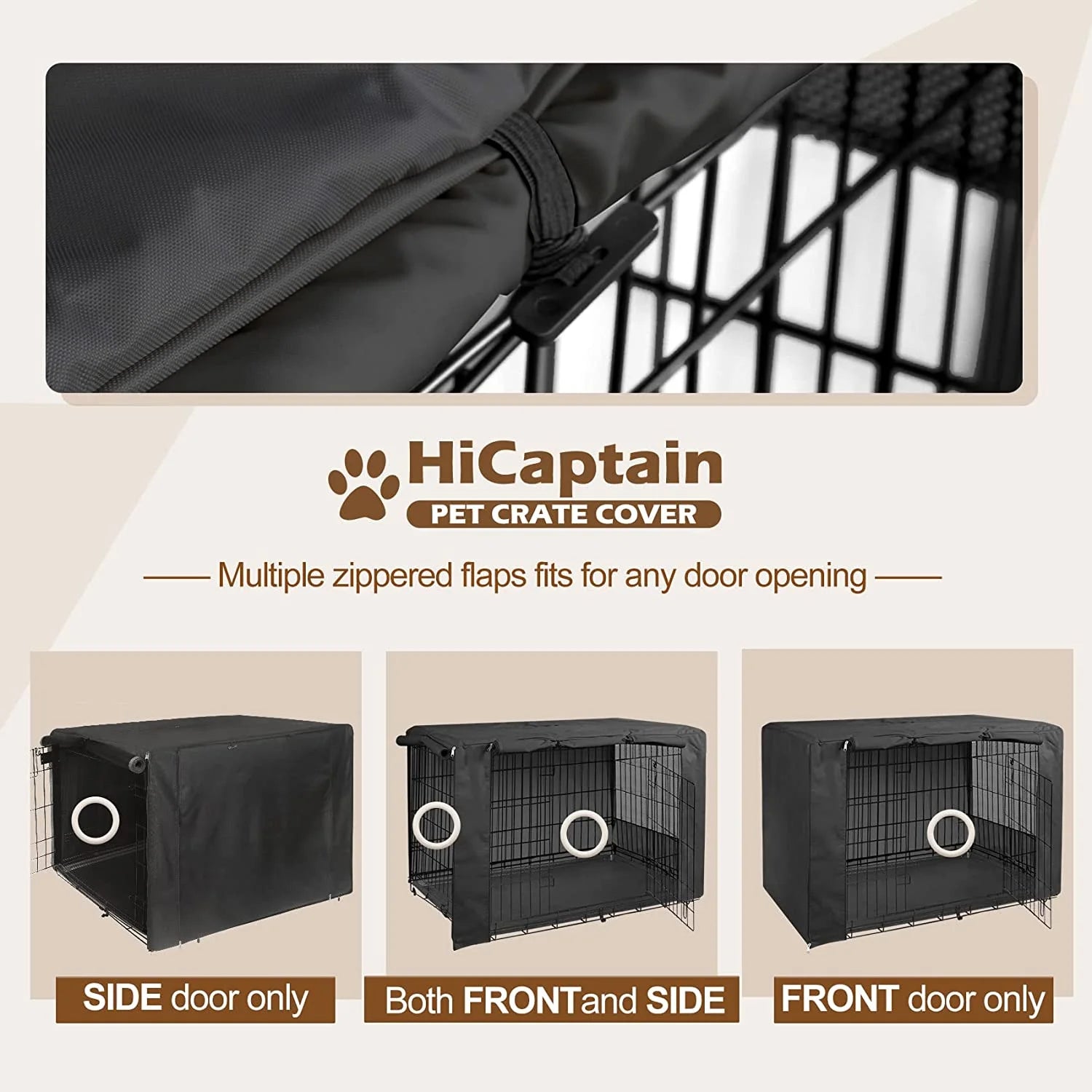 Black Folding Dog Crate Cover for 24 Inch Wire Pet Cage J28027