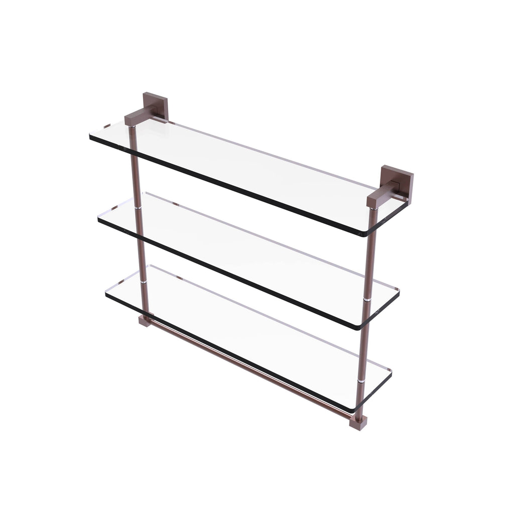 22 inch Triple Tiered Glass Shelf with Towel Bar Antique Copper R681