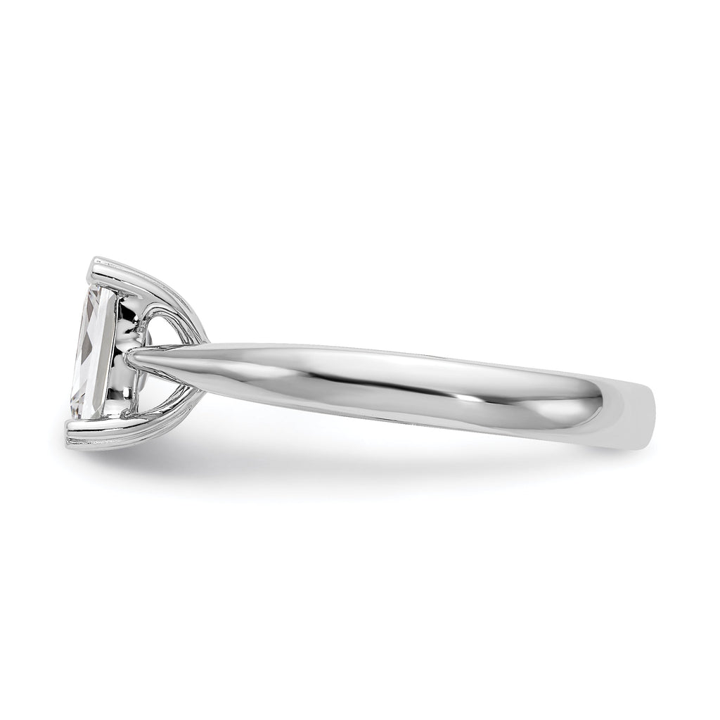 0.50ct CZ Solid 14k White Gold Emerald Solitaire Engagement Ring J15189