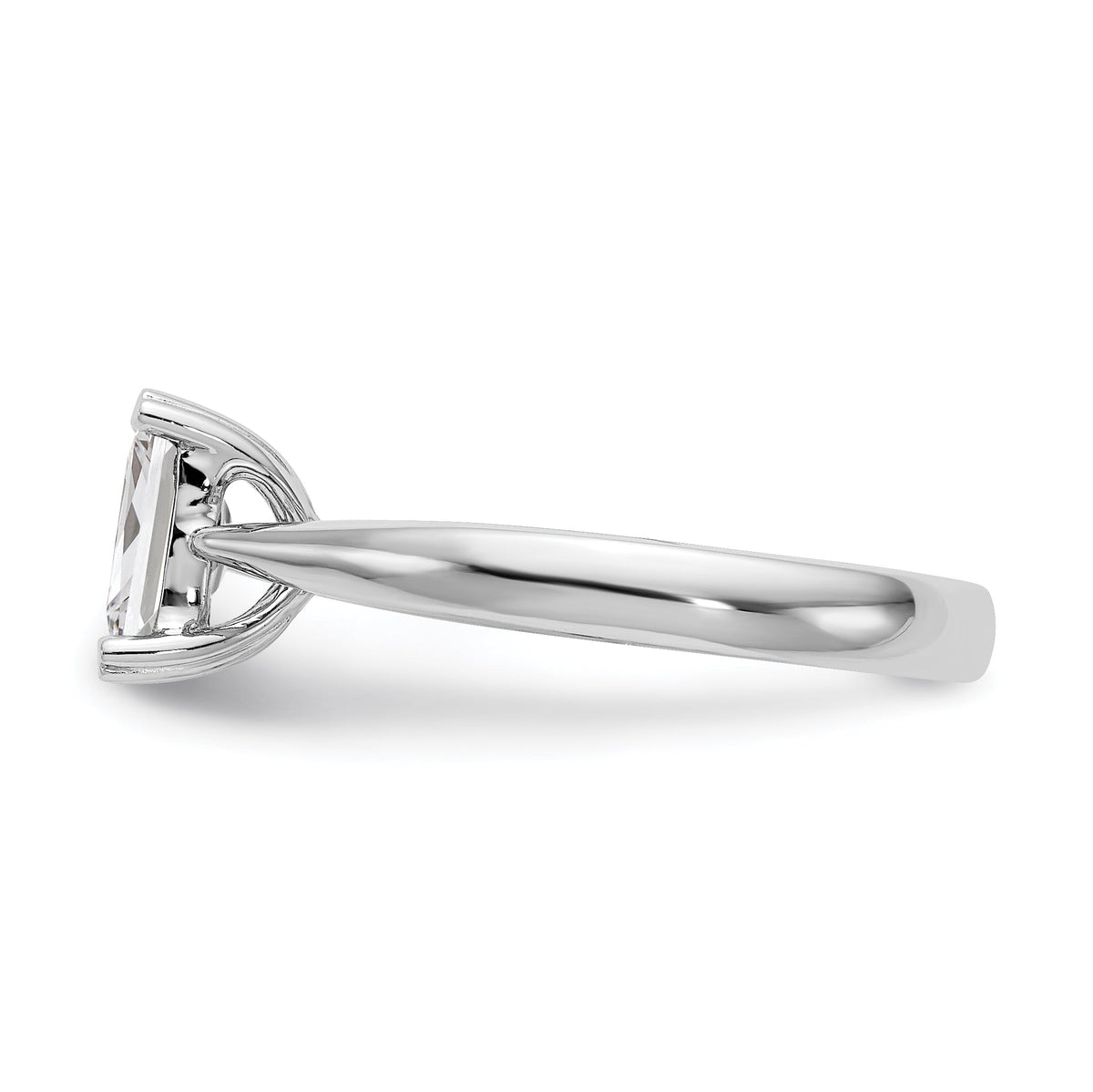 0.50ct CZ Solid 14k White Gold Emerald Solitaire Engagement Ring J15189