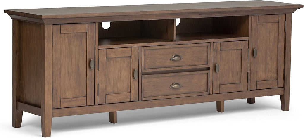 Black 72 inch Solid Wood TV Media Stand with Storage Shelves and Cabinets Y568040