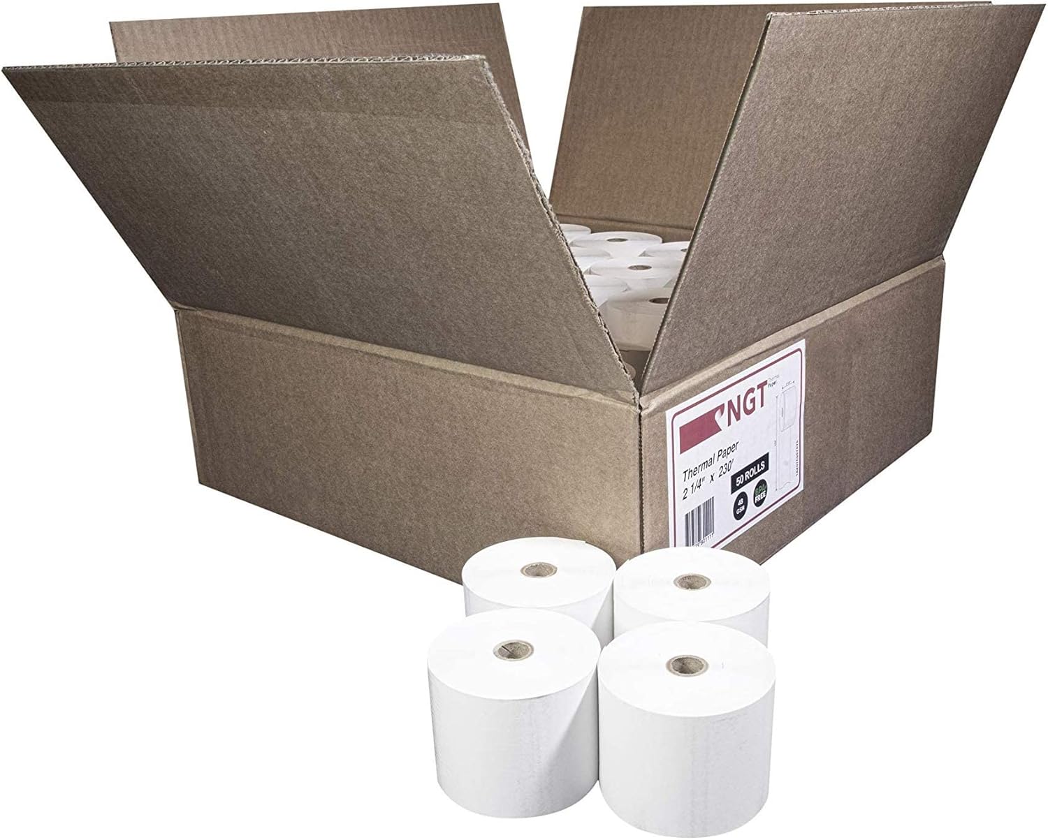 50 pcs 2 ¼-inch x 230’ Thermal Paper Rolls for POS I142