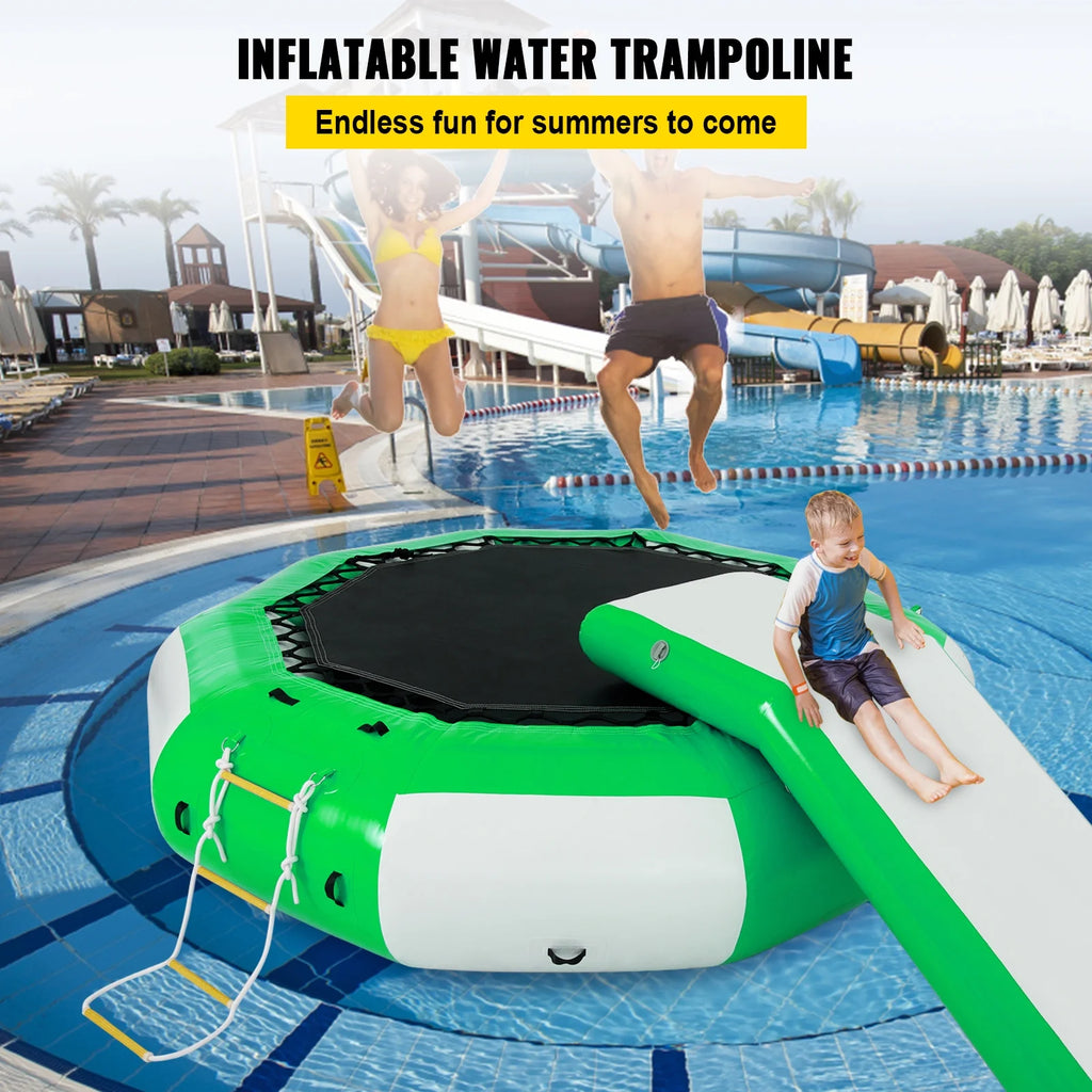 Inflatable Water Trampoline 10ft with Yellow Slide and 4-Step Ladder B37387