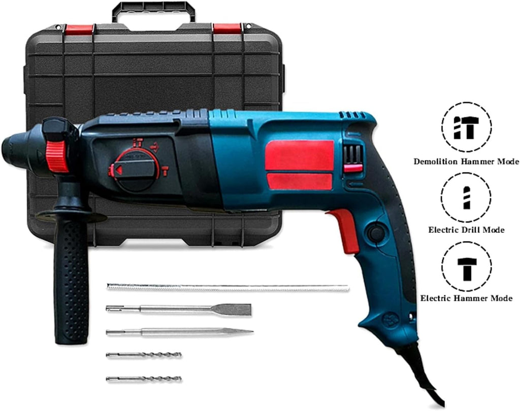800W Corded SDS-Plus Rotary Hammer Drill with Carrying Case L188