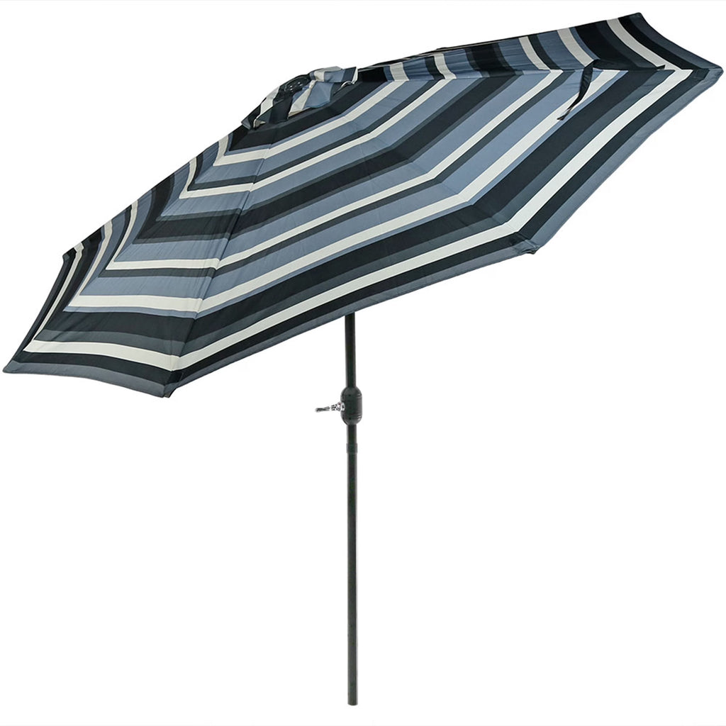 Striped 9' Patio Umbrella with Push Button Tilt & Crank F196576