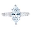 Marquise Cut Blue Simulated Diamond 18k White Gold Three-Stone Ring Size 10 A6868