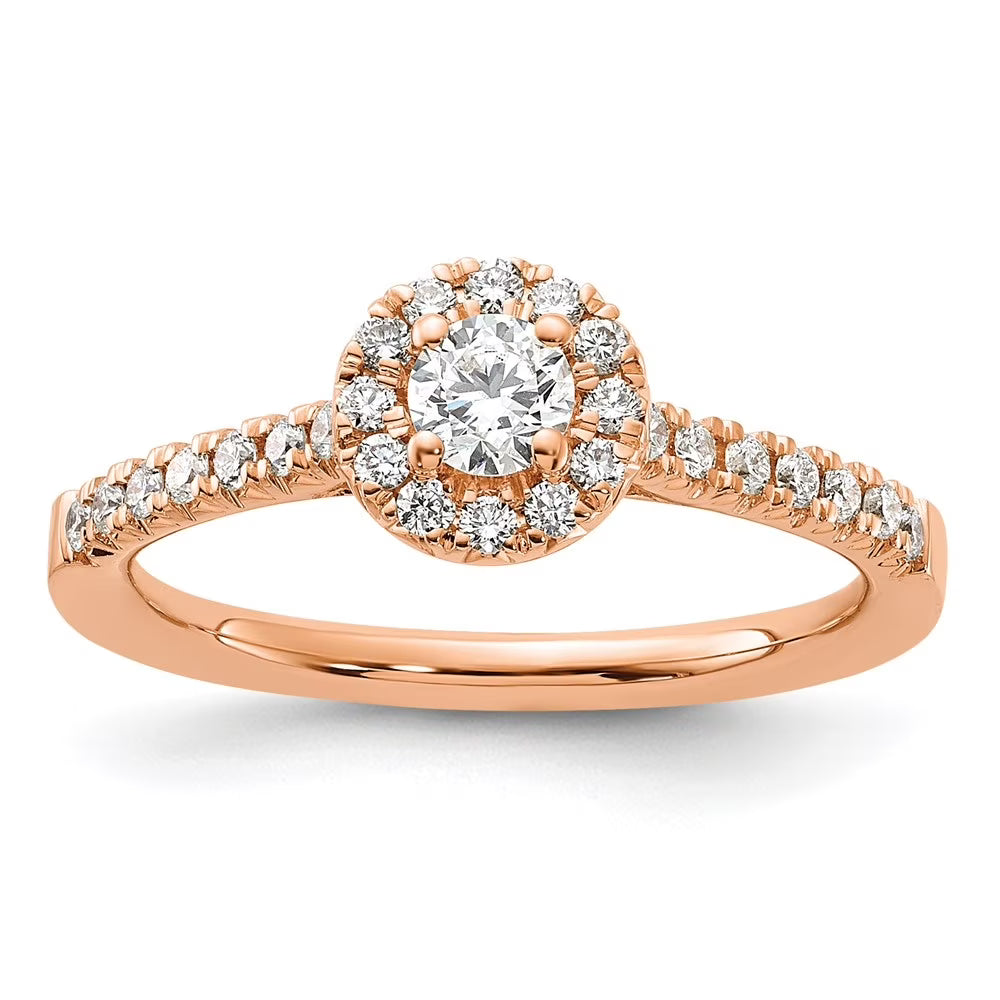 14k Rose Gold Lab Grown Diamond Halo Ring A5819
