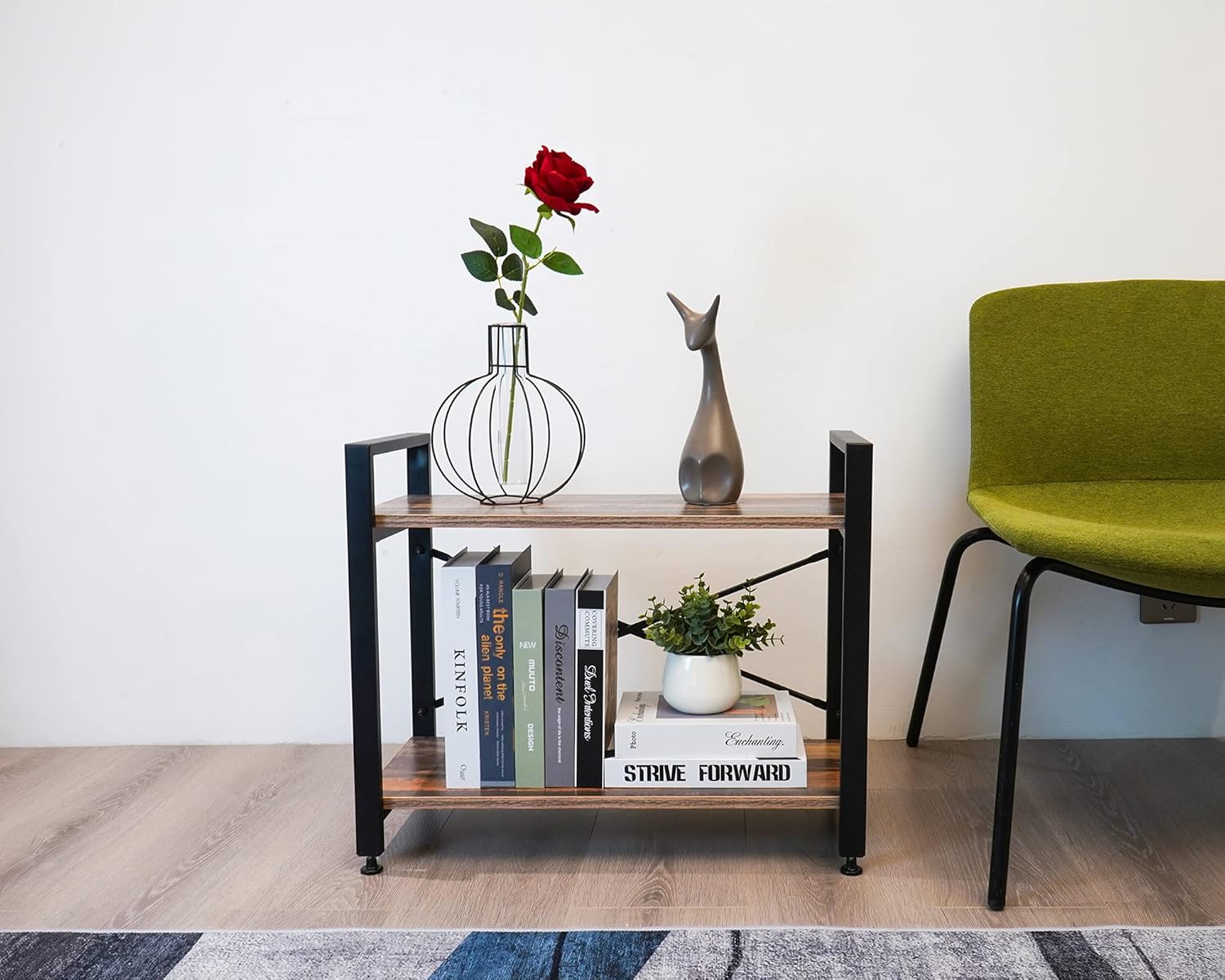 3 Tier Industrial Wood Bookshelf, Black/Brown B291252