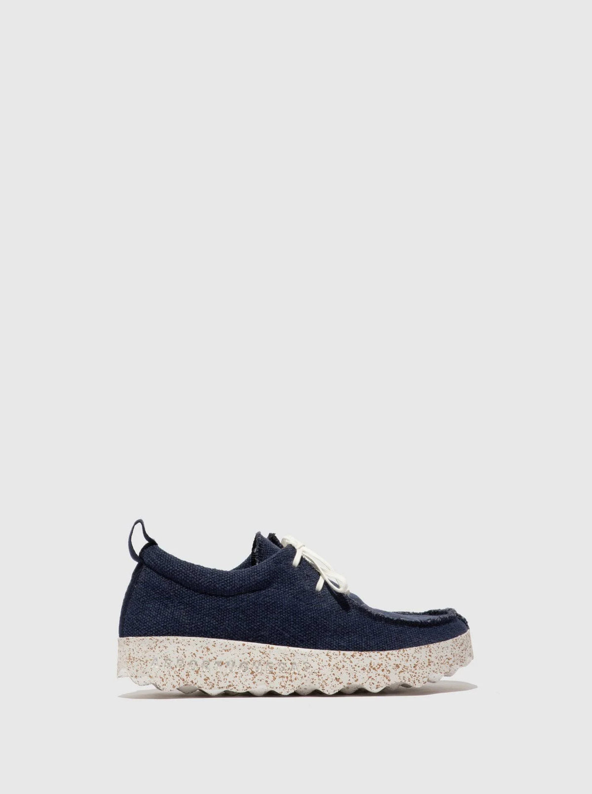 Navy Recycled Linen Lace-Up Trainers S4351