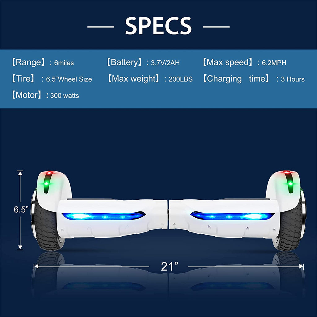 6.5inch Self Balancing Hoverboard with Bluetooth Speaker LED Lights A6419