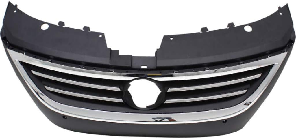Primed Black Plastic Grille Assembly with Chrome Molding and Distance Sensor Hole P5520