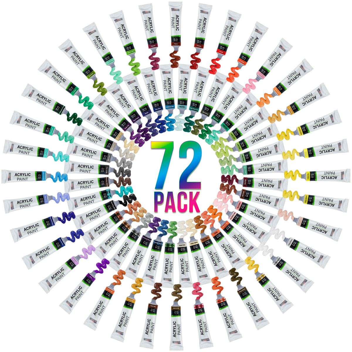 72 Color Set of Acrylic Paint in 18ml Tubes E7001
