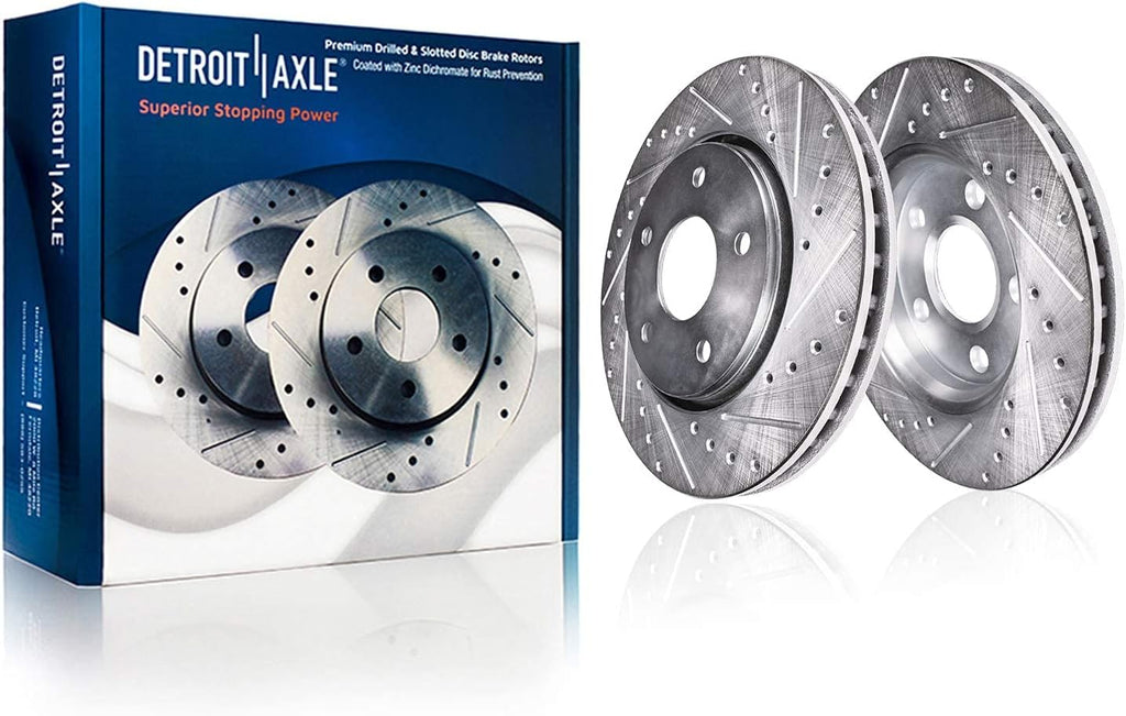 Front and Rear Drilled & Slotted Disc Brake Rotors 4pc Set D3148