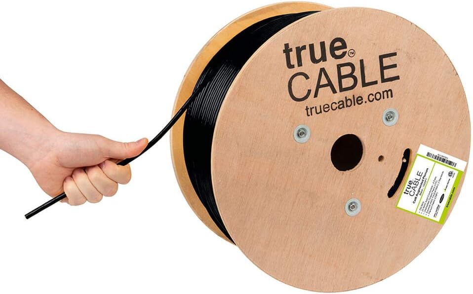 Cat6A Plenum 1000ft Yellow 23AWG 4 Pair Solid Bare Copper Bulk Ethernet Cable X69255