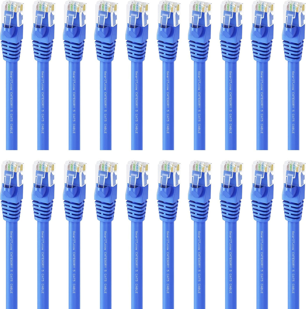 20-Pack Cat5e Ethernet Patch Cable 5 Feet Blue D662