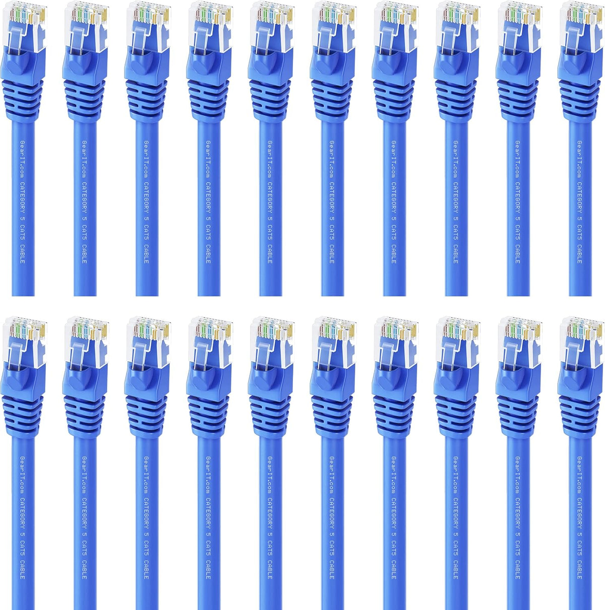 20-Pack Cat5e Ethernet Patch Cable 5 Feet Blue D662