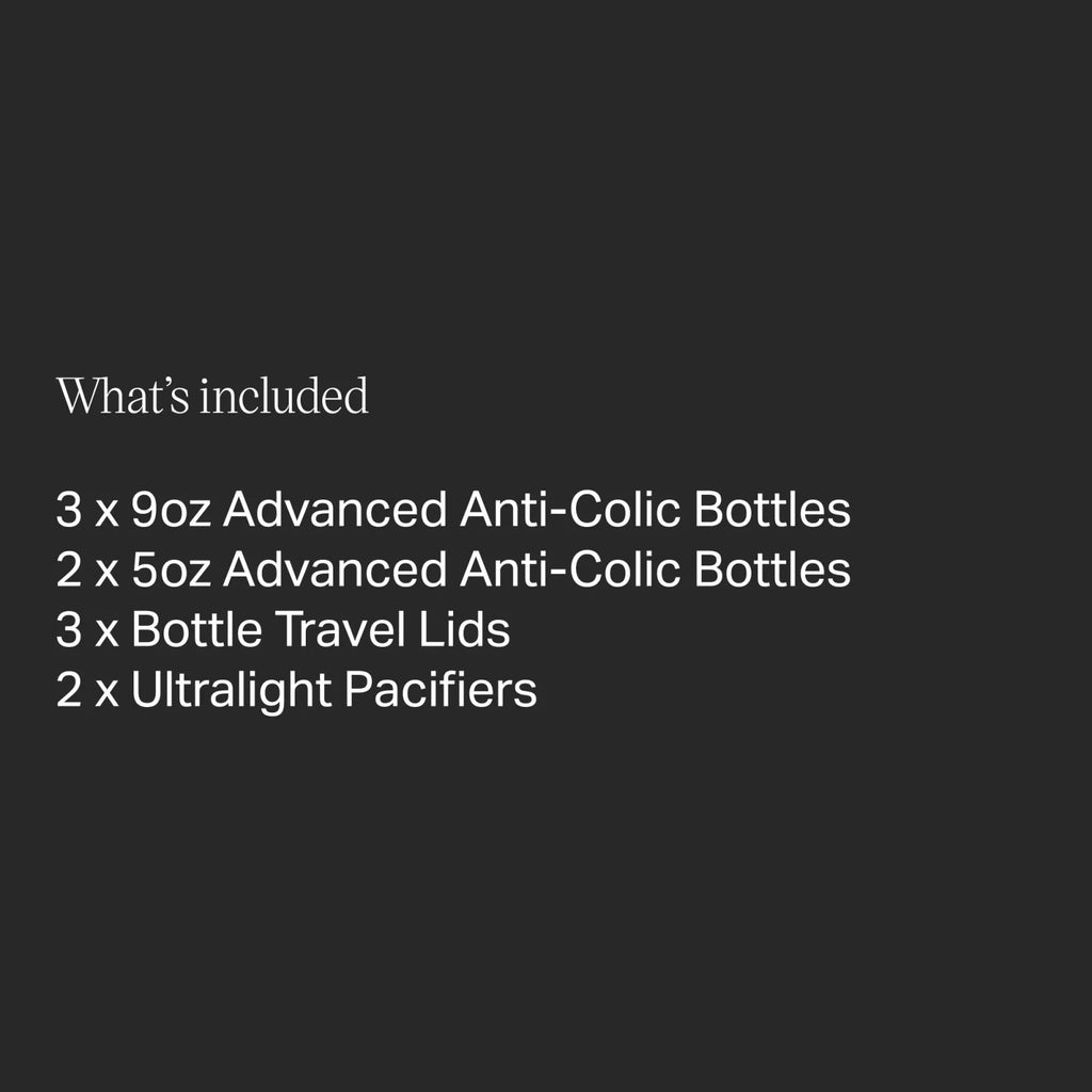 Anti-Colic Baby Bottle and Pacifier Set, 5oz and 9oz Self-Sterilizing Bottles P478131