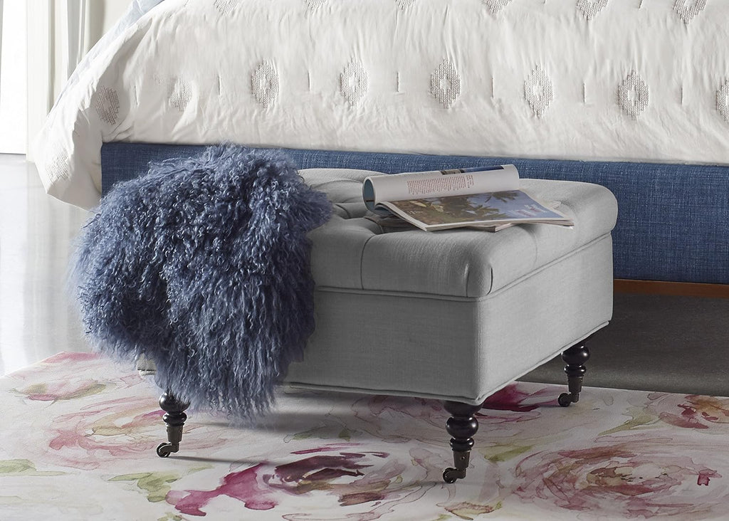 Cobalt Blue Tufted Ottoman with Storage and Casters G8037