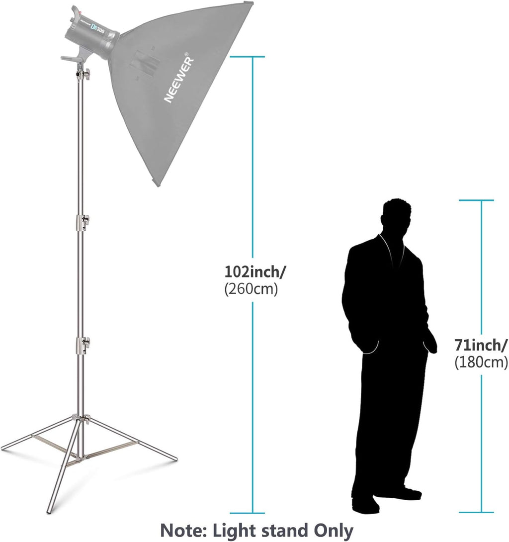 Stainless Steel Light Stand 102 inches Heavy Duty with Universal Adapter X776277