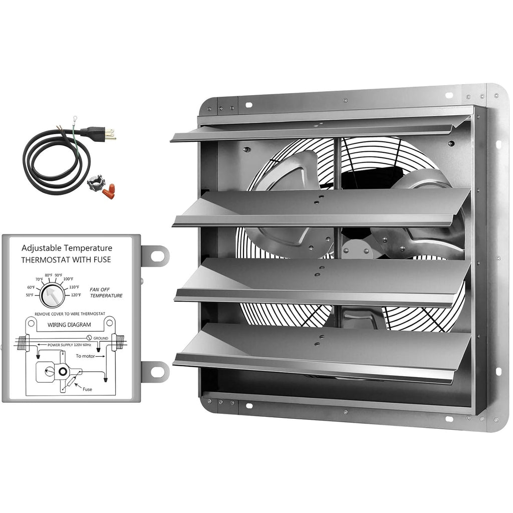 7 Inch Shutter Exhaust Fan Aluminum, 1680 RPM, 760 CFM, Silver Pack of 2 D608