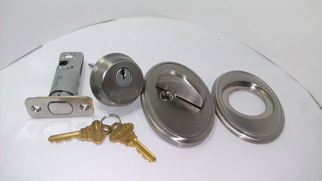 Single Cylinder Deadbolt with Satin Nickel Trim T85082