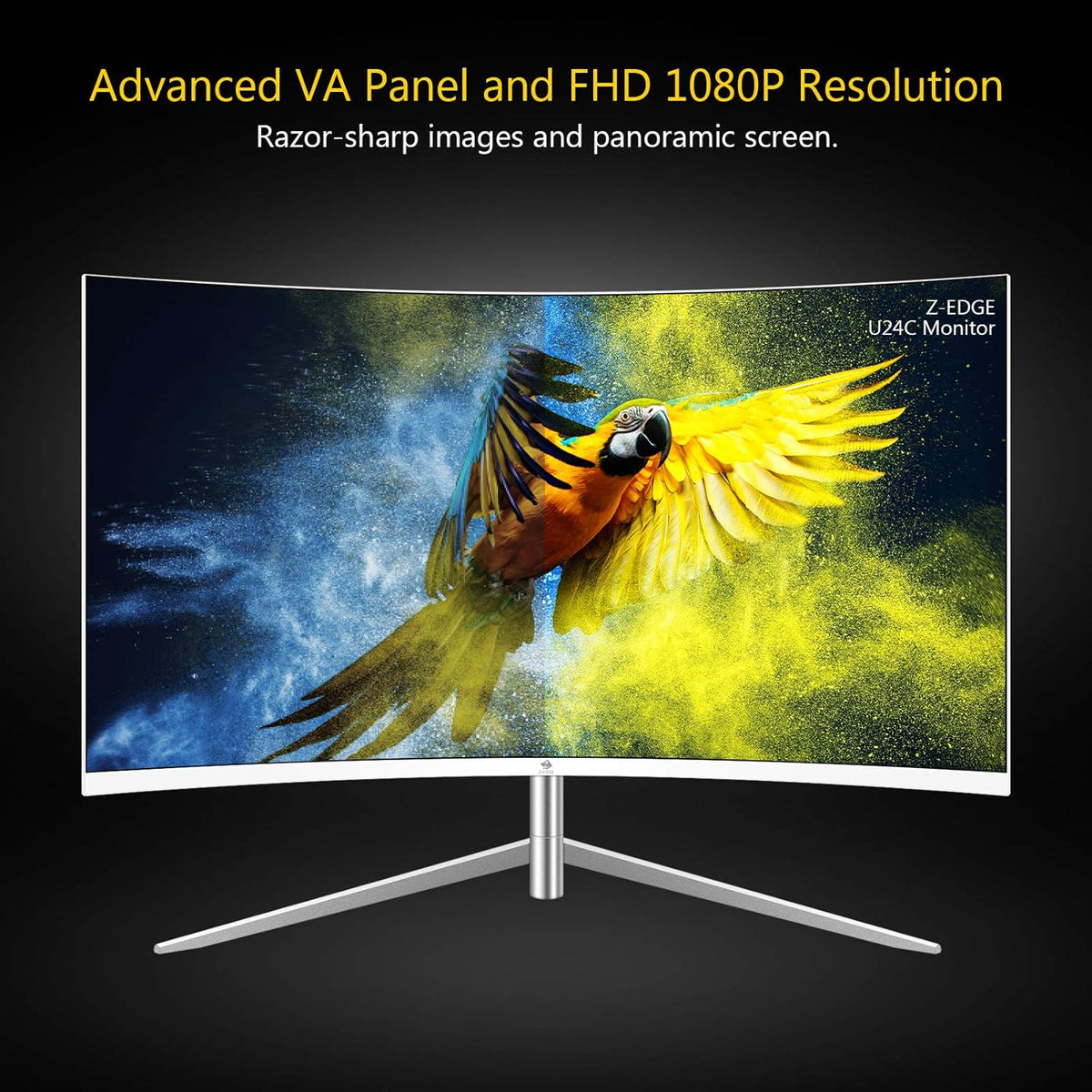 24-inch Curved Gaming Monitor Full HD 1080P LED Backlight 75Hz Refresh Rate Built-in Speakers VGA HDMI B5447