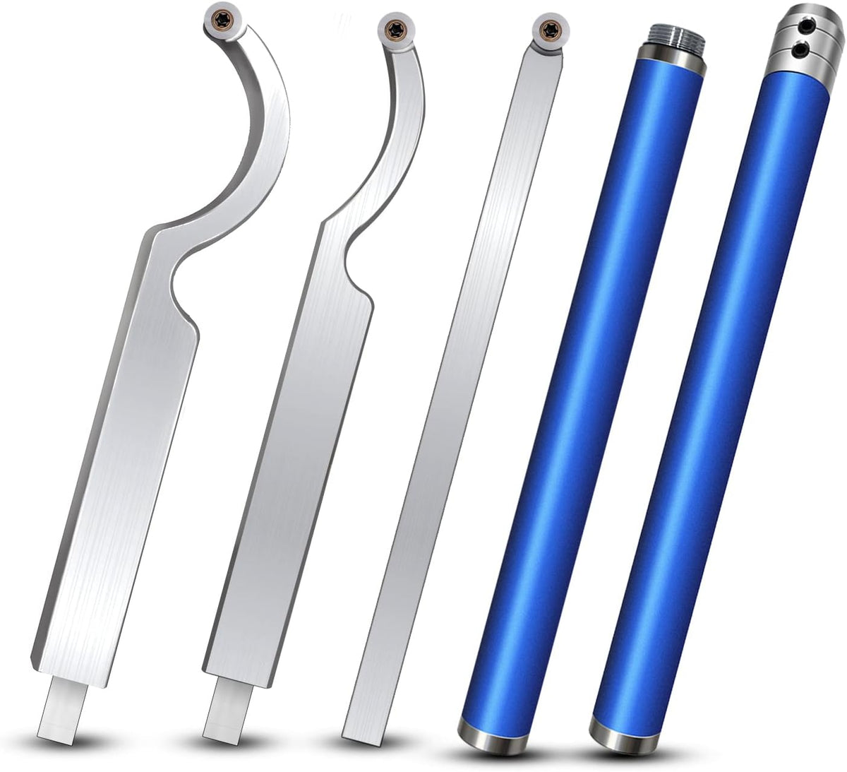 Carbide Tipped Wood Lathe Turning Tools Set with Interchangeable Aluminum Alloy Grip Handle S183216