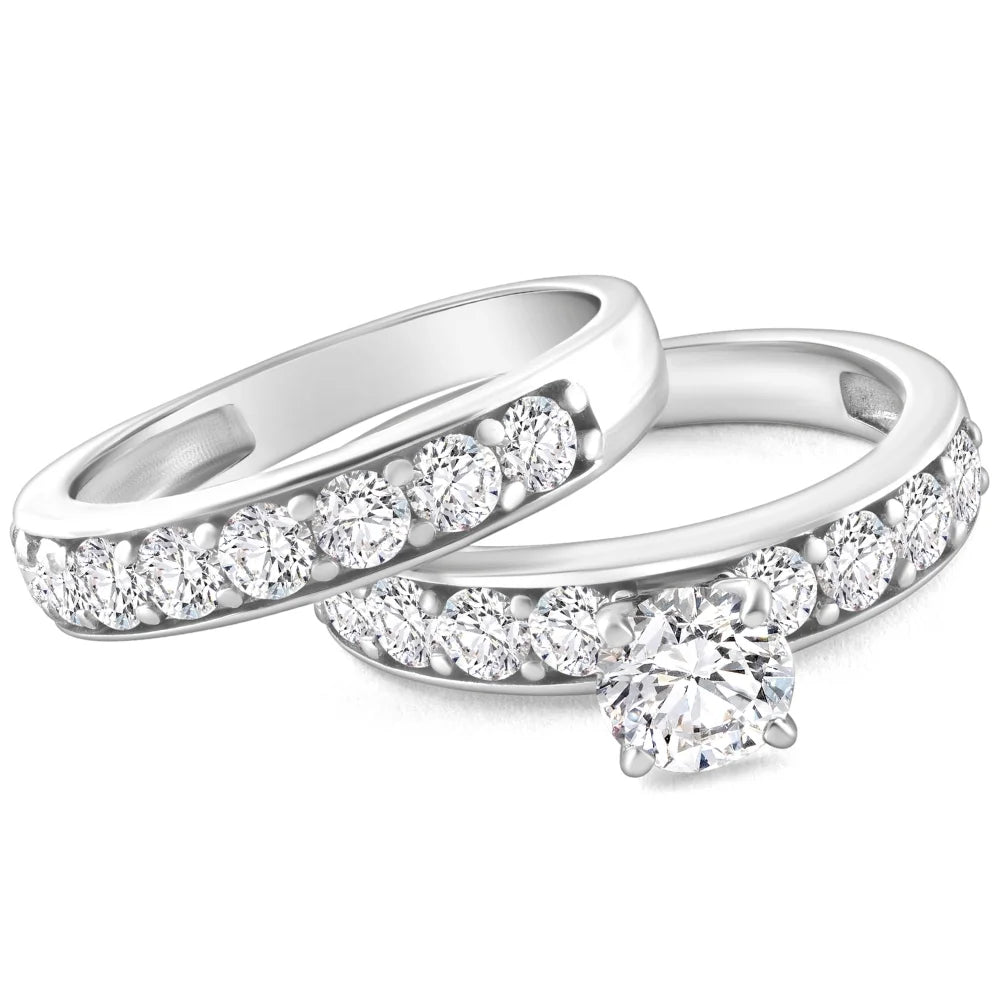 14k White or Yellow Gold Diamond Engagement & Wedding Ring Set Q872