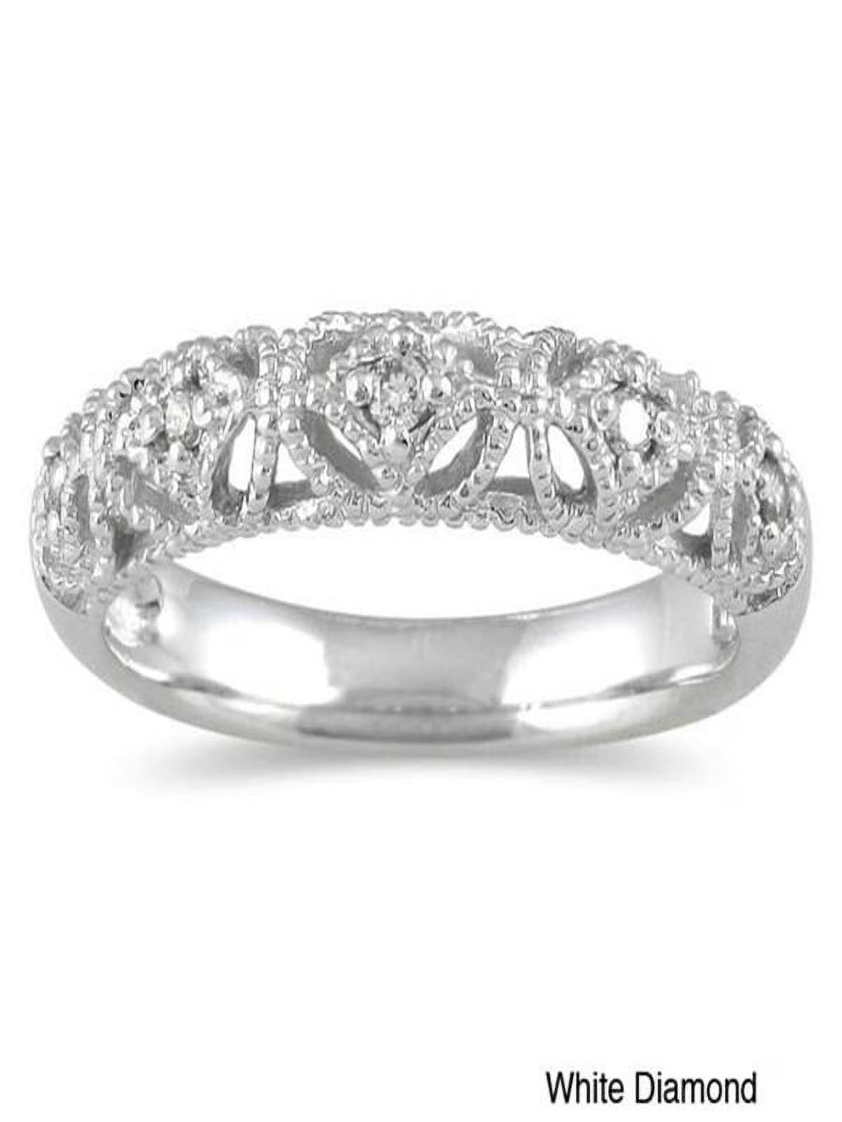 Antique Diamond Wedding Ring Band in White Gold O893373