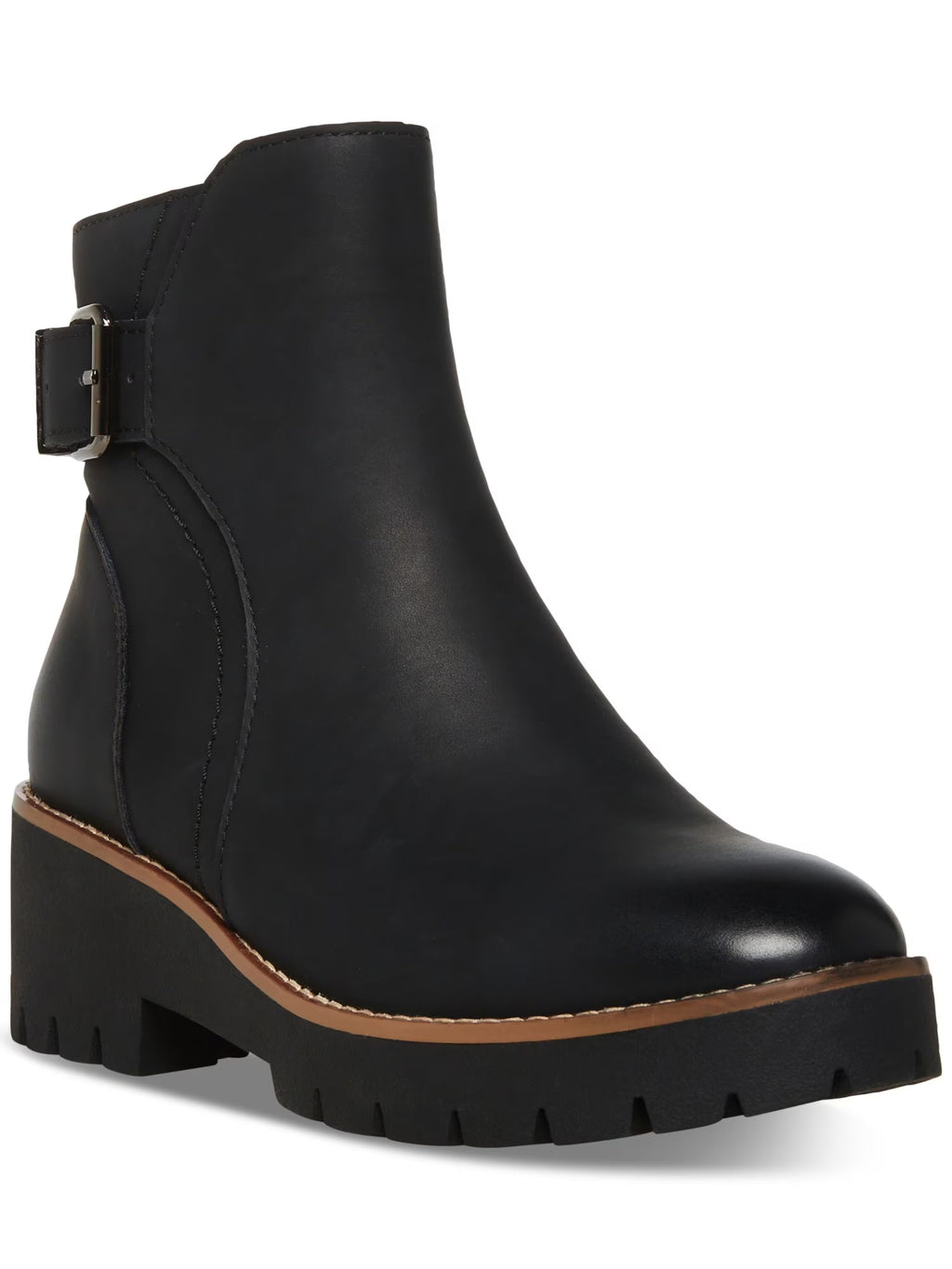 Black Padded Waterproof Leather Booties T568