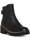 Black Padded Waterproof Leather Booties T568