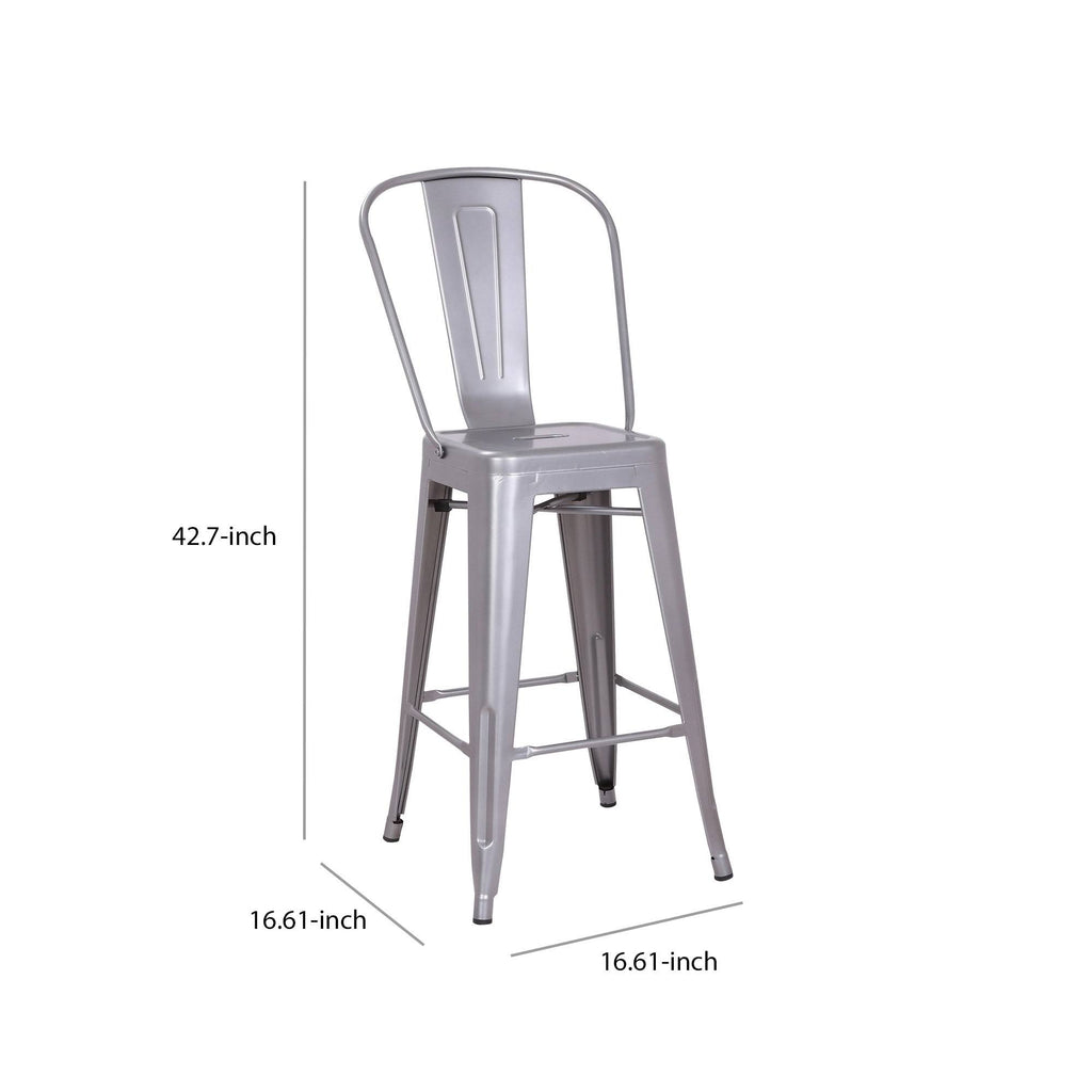 Gray Metal Frame Dining Chair Set of 2 D1462