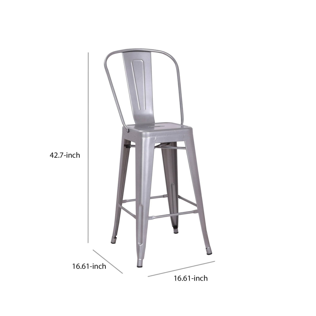 Gray Metal Frame Dining Chair Set of 2 D1462