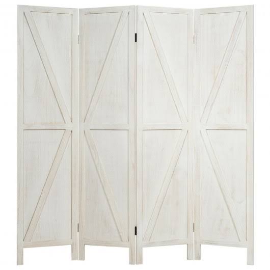 4 Panels Folding Wooden Room Divider White R926834